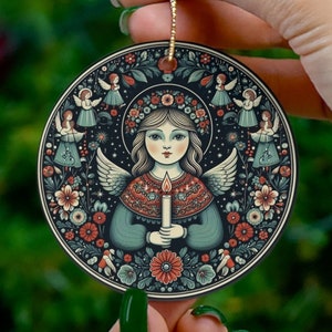Scandinavian Folk Art Angel Christmas Ornament Swedish Folk Art Norwegian Nordic Folk Art Christmas Gift