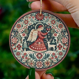 Folk Art Angel Christmas Ornament Scandinavian Swedish Folk Art Norwegian Nordic Folk Art Christmas Gift