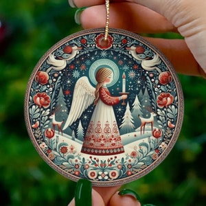 Scandinavian Folk Art Angel Christmas Ornament Swedish Folk Art Norwegian Nordic Folk Art Christmas Gift