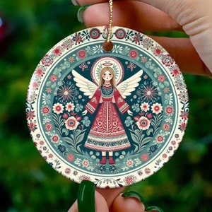 Scandinavian Angel Ornament, Christmas Folk Art Scandinavian Norwegian Swedish Nordic Gift, Winter Folk Art