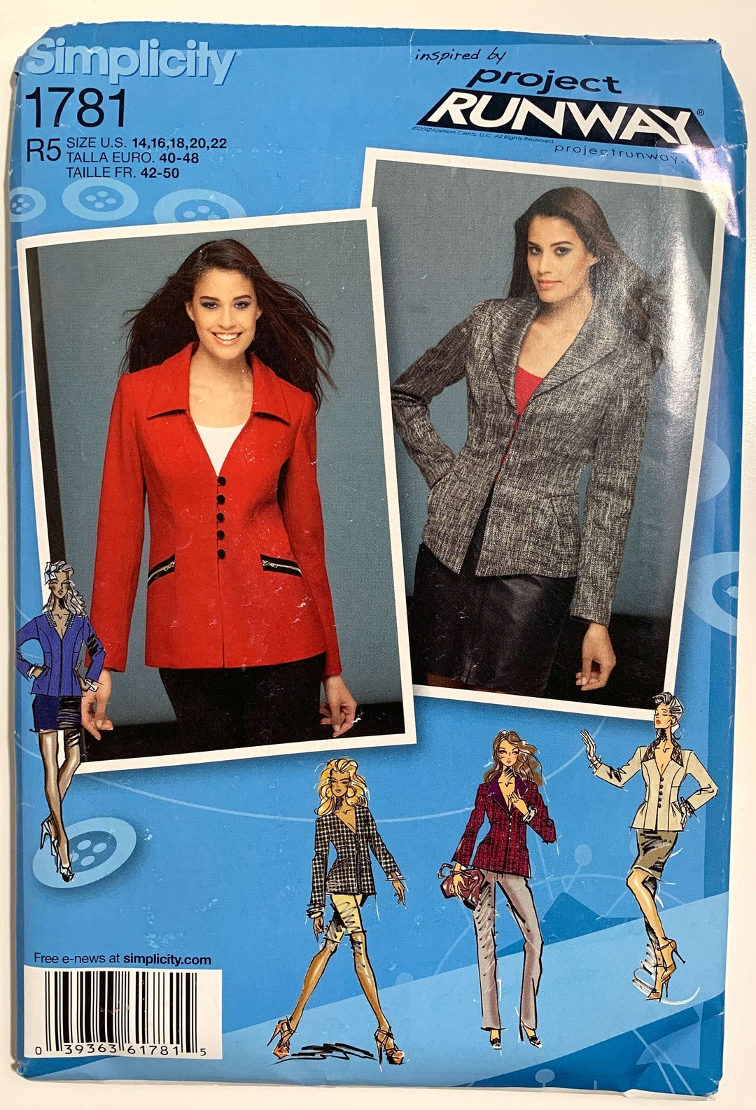 Jacket Sewing Pattern, Simplicity 1781 Misses Blazer Jacket Sewing