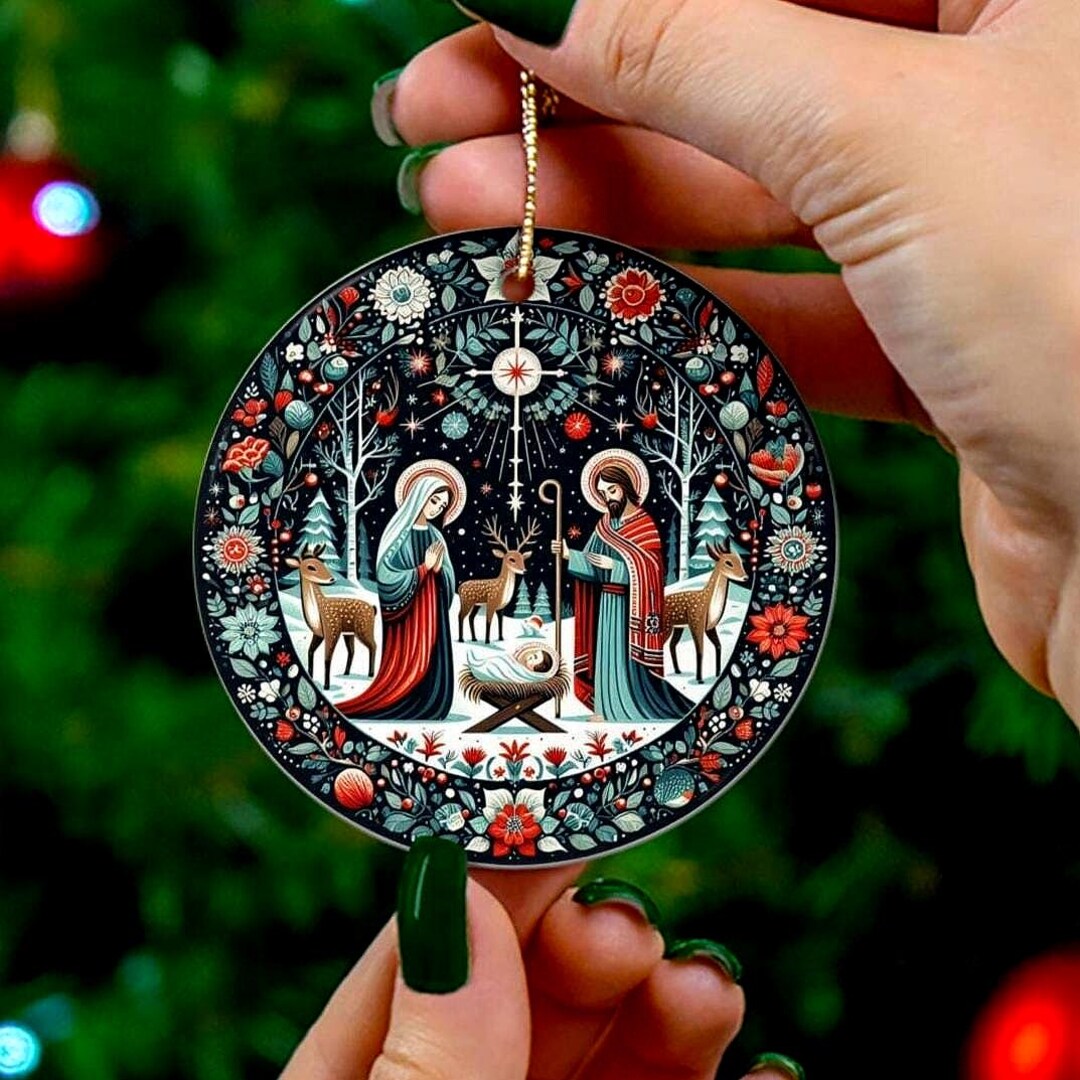 Scandinavian Nativity Ornament: Ceramic Folk Art Christmas Keepsake - Etsy