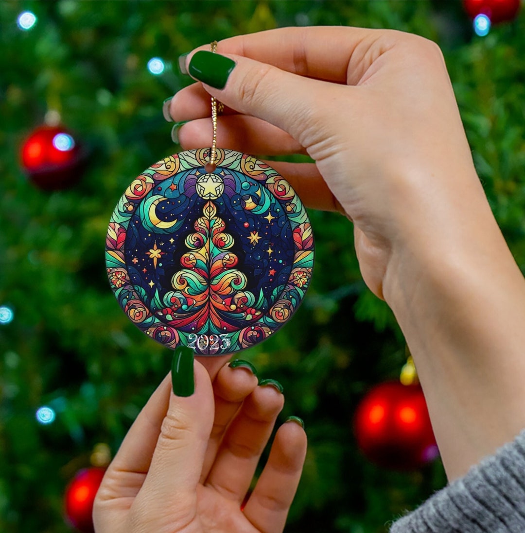 Custom Christmas Tree Ornament, Christmas Decor 2023, Faux Stained
