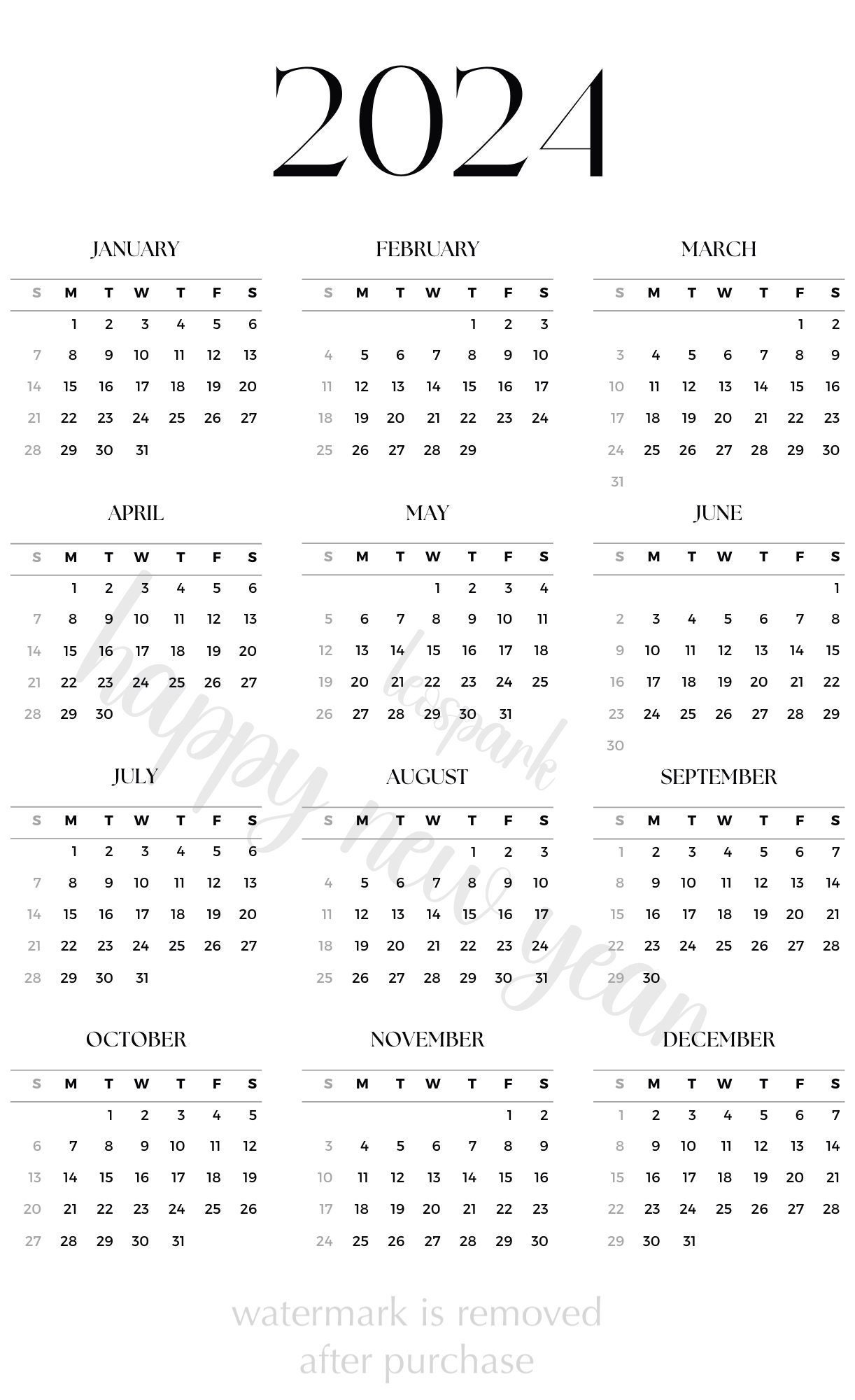 2024 Calendar Svg Png, Transparent Background 2024 Calendar, 2024 New