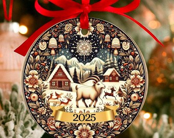 Scandinavian Folk Art Yule Goat Ornament: Scandinavian Hygge Holiday Decor - Single and Double-sided