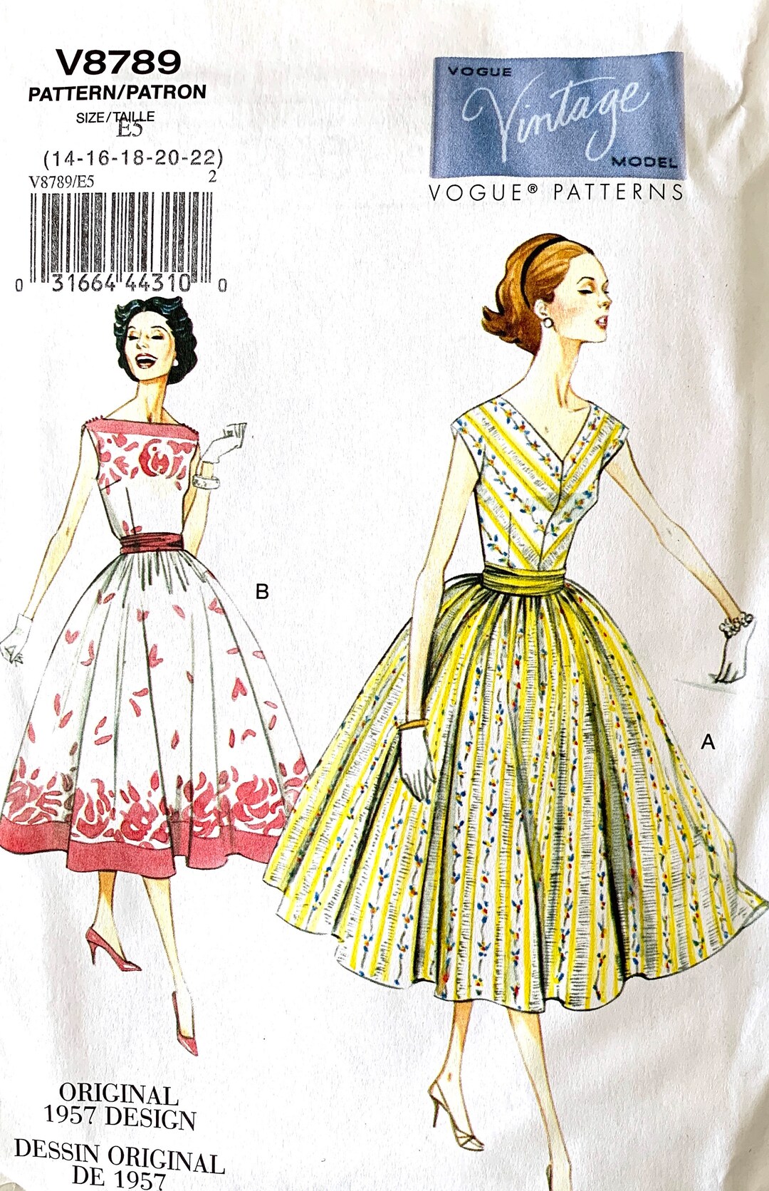 Vintage Vogue V8789 Dress Sewing Pattern Sz 1416182022 Etsy