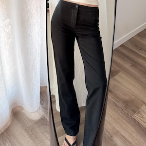 Vintage Helmut Lang black plain pants straight trousers cotton sz 40 S