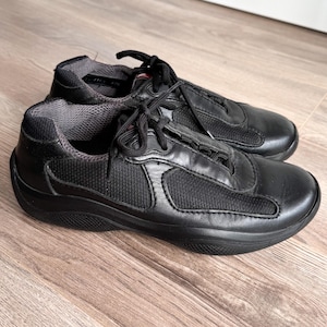 Vintage Prada sneakers Linea Rossa America’s cup black leather shoes sz 37,5