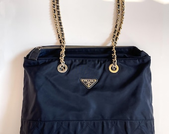 Prada Vintage Lux Mini Handle Bag W Leather Chain Strap Etsy UK