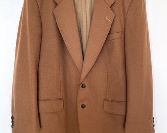 Vintage Yves Saint Laurent blazer camel beige cashmere blazer YSL blazer YSL logo buttons sz L Saint Laurent mens coat