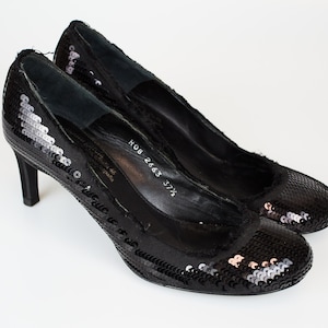 Black sequin peep toe heels shop