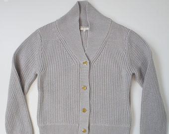 Vintage Chloe cardigan cotton alpaca wool cardigan classic preppy cardigan sz S Chloe sweater light gray sweater Chloe top