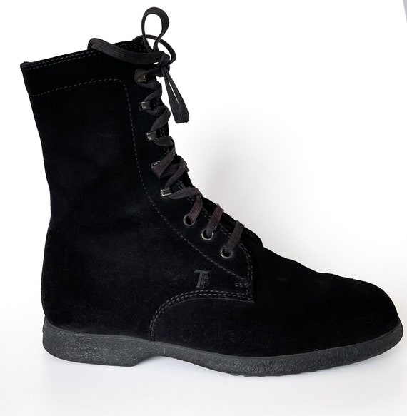 vintage Tod's suede boots lace up Tods boots blac… - image 7