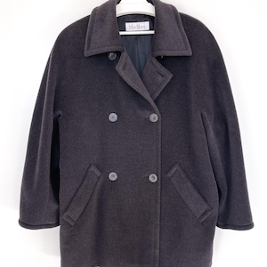 Vintage Max Mara Wool Coat - Gray Double Breasted jacket IT 44