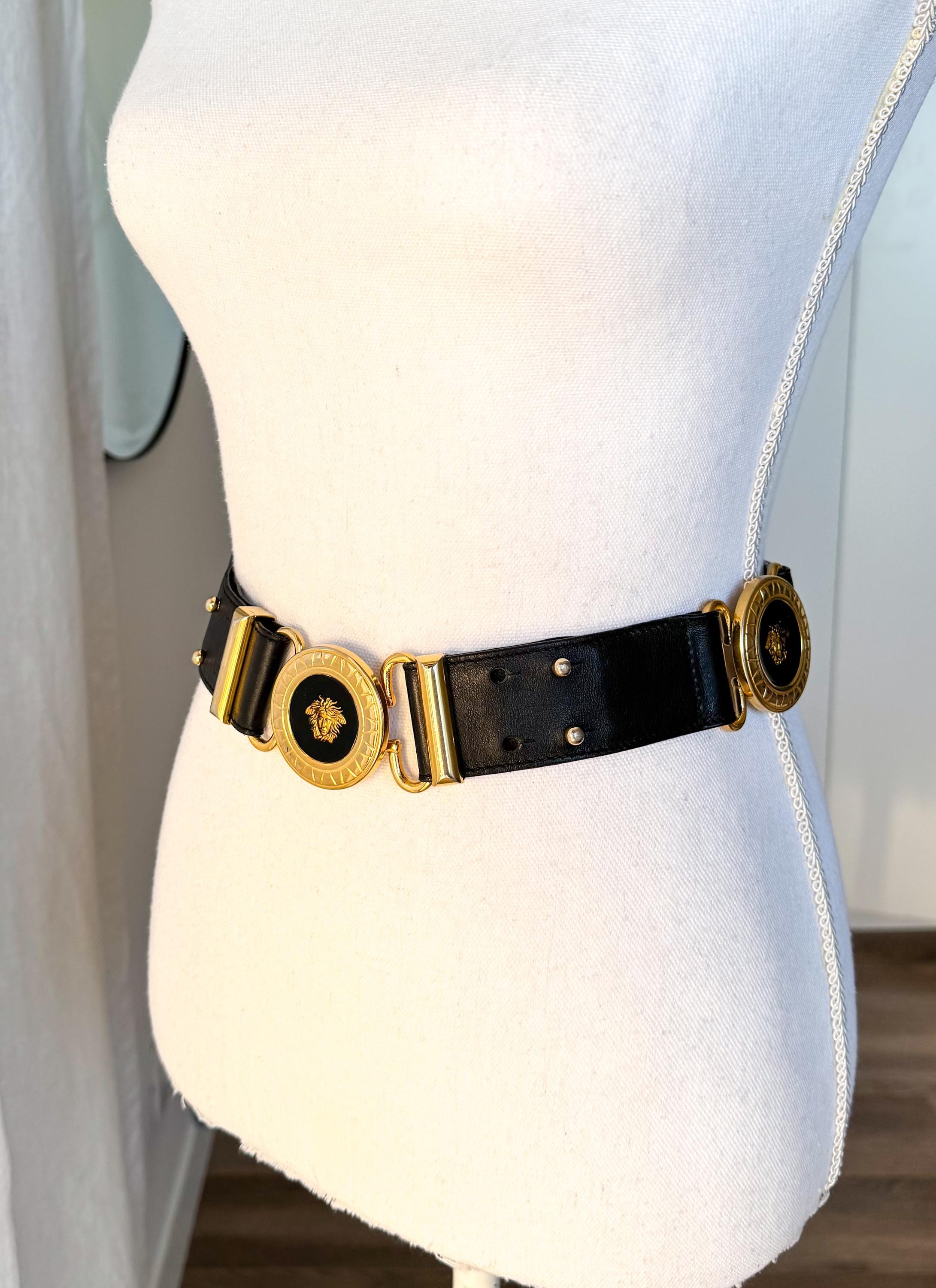 Vintage Gianni Versace Medusa Leather Belt - Size 70 - Etsy