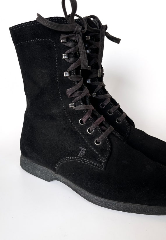 vintage Tod's suede boots lace up Tods boots blac… - image 5