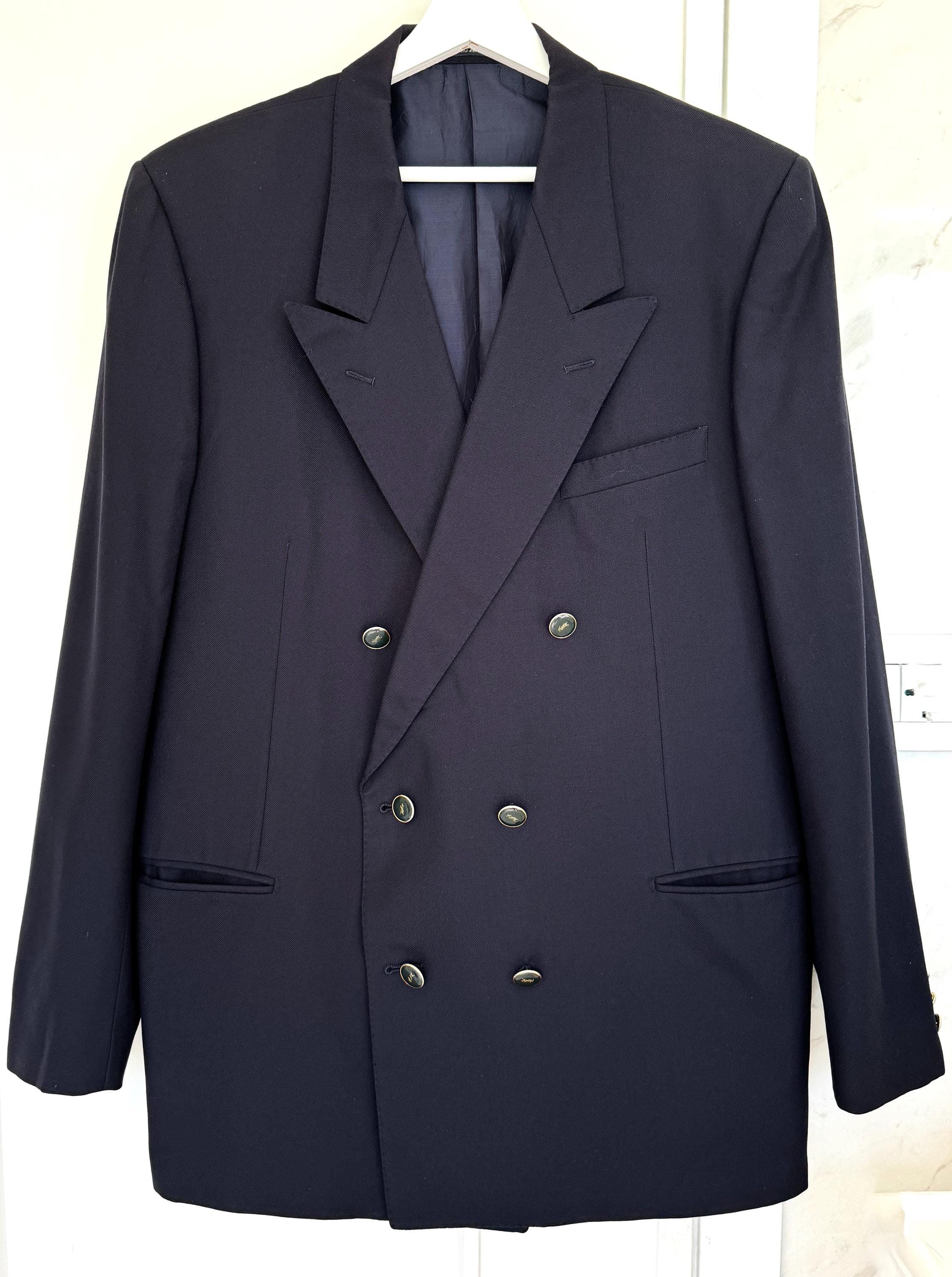 ジャケット Saint Laurent Dark Blue Wool Blazer Vintage Yves Saint Laurent Blazer Blue Wool Blazer YSL
