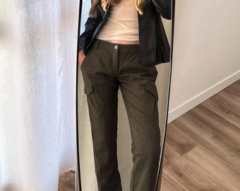 Винтажные брюки Helmut Lang, чёрные, прямые, хлопковые, размер 40 S