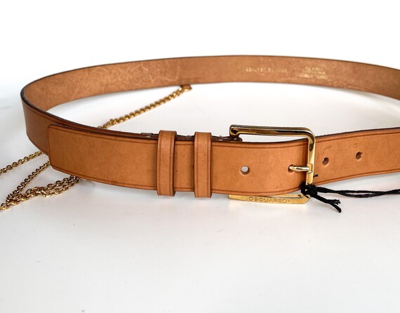 Vintage Dsquared2 men’s belt brown-beige vachetta… - image 8