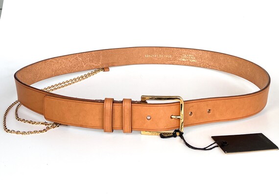 Vintage Dsquared2 men’s belt brown-beige vachetta… - image 9