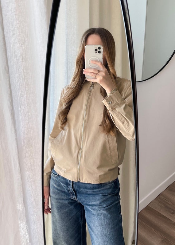Vintage Celine Triomphe Jacket Beige Cotton Trench Cropped