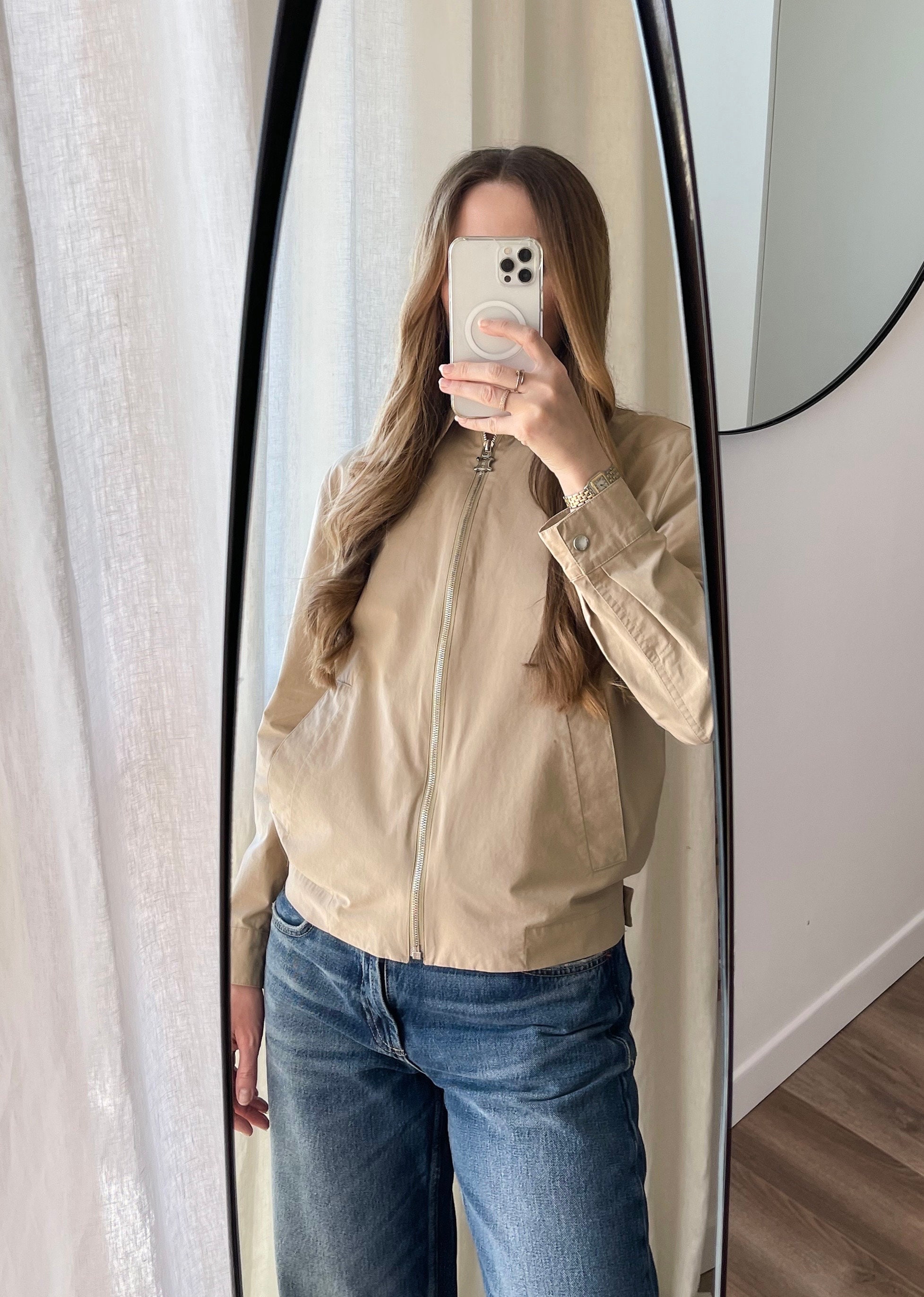Vintage Celine Triomphe Jacket Beige Cotton Trench Cropped