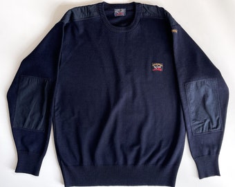 Vintage Paul & Shark navy blue pullover blue men's sweater 90’s archive gorpcore avant-garde sweater