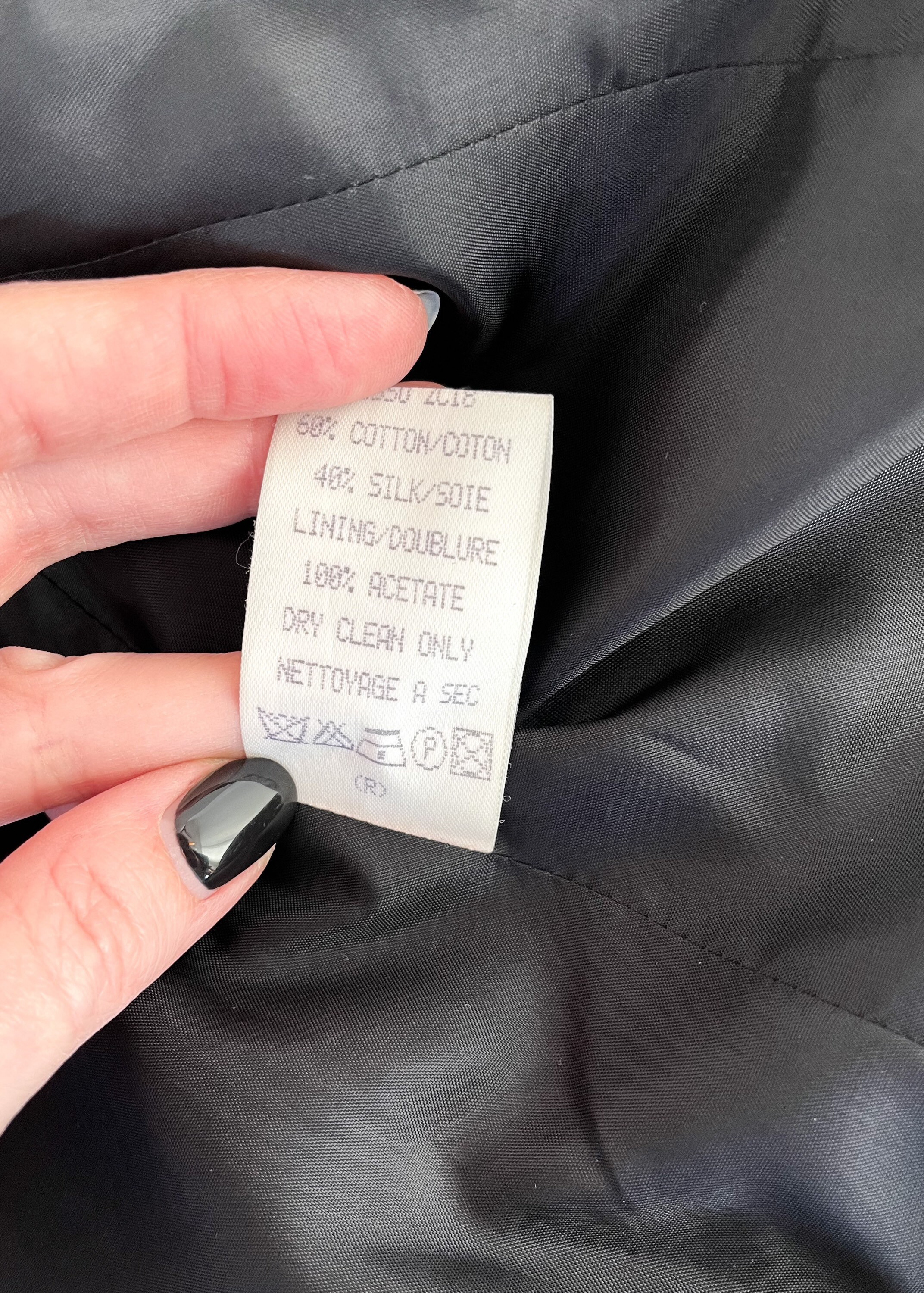 Vintage Celine Blazer Black Wool Blazer Satin Black Silk