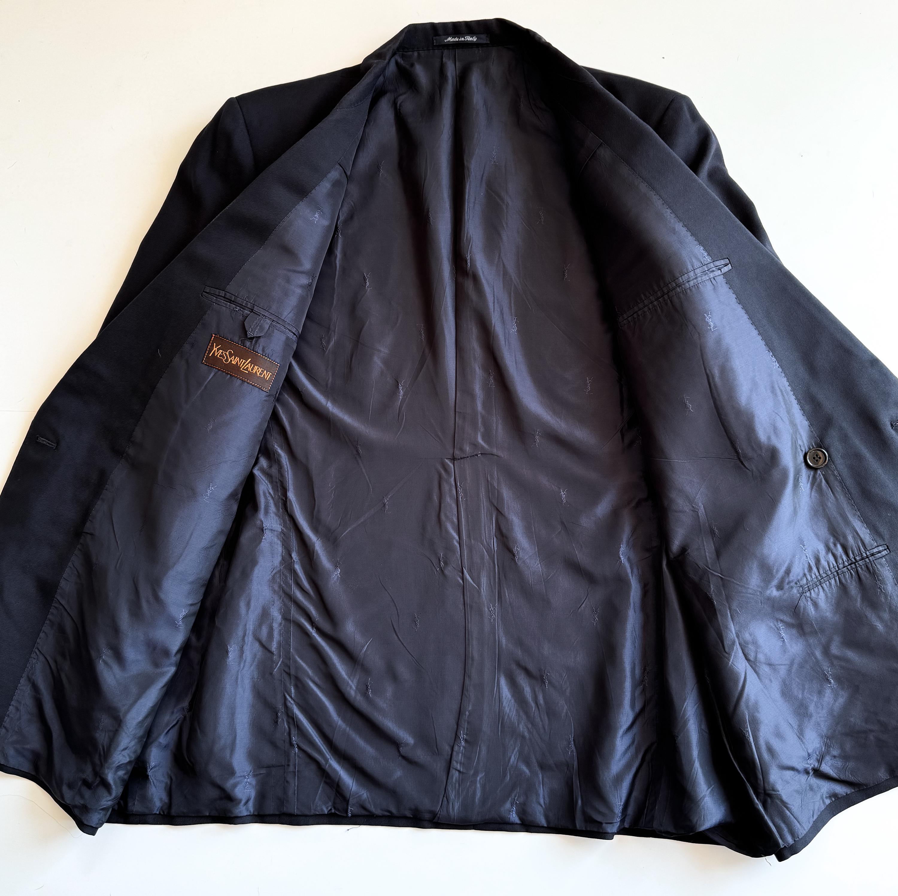 Vintage Yves Saint Laurent Blazer Blue Wool Double Breasted Coat