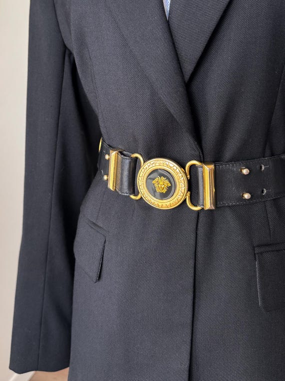 Vintage Gianni Versace Medusa Leather Belt - Size 70 - Etsy