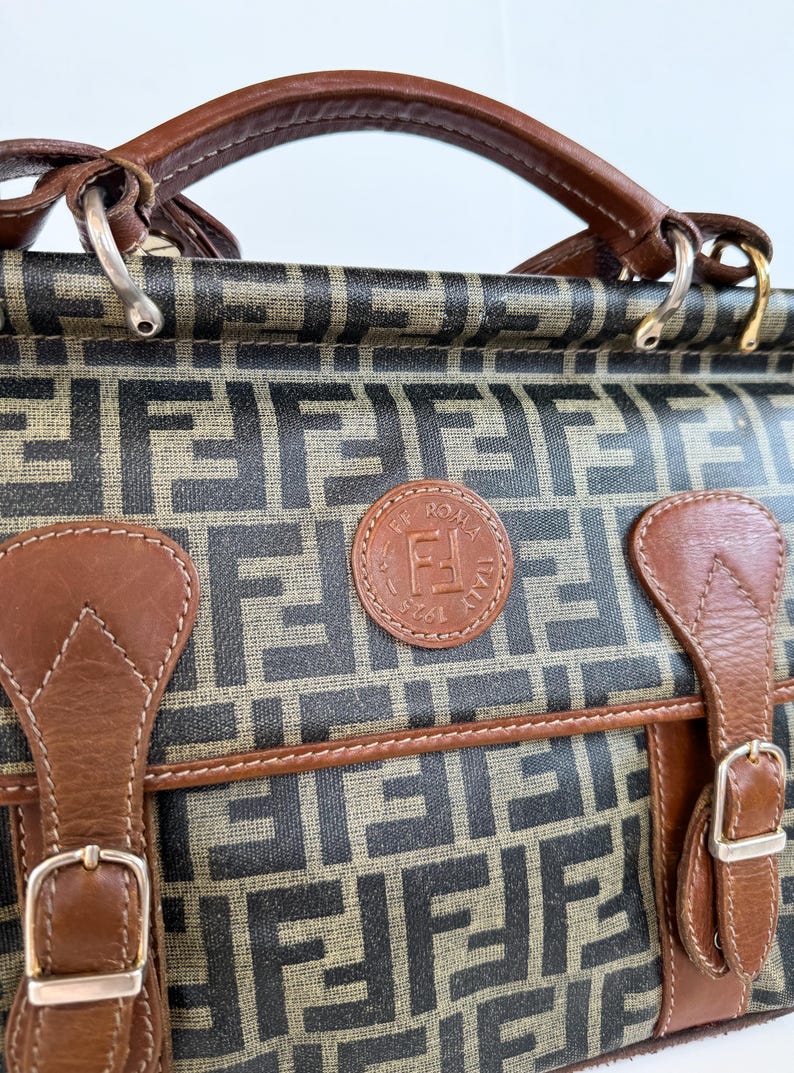 Vintage Fendi Zucca Monogram Bag: Brown Leather Shoulder Tote - Etsy
