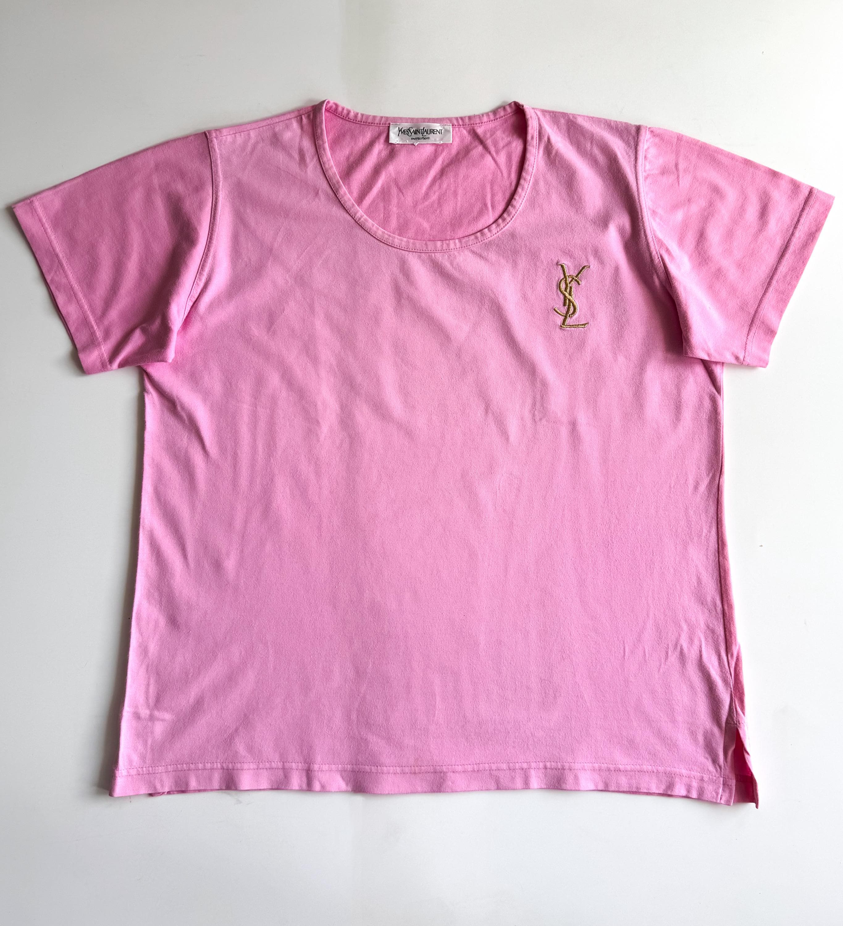 Yves Saint Laurent  ロゴ Tシャツ ピンク Vintage Yves Saint Laurent T-shirt: Pink YSL Logo Tee (fits M) - Etsy