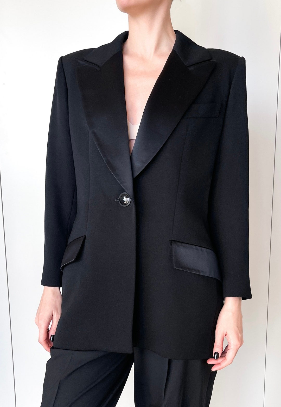 CELINE プリンスオブウェールズ ブレザー 44 エディ ジャケット mods jacket in prince of wales wool - NOIR/CRAIE | CELINE
