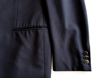 Vintage Yves Saint Laurent Blazer Blue Wool Double Breasted Coat