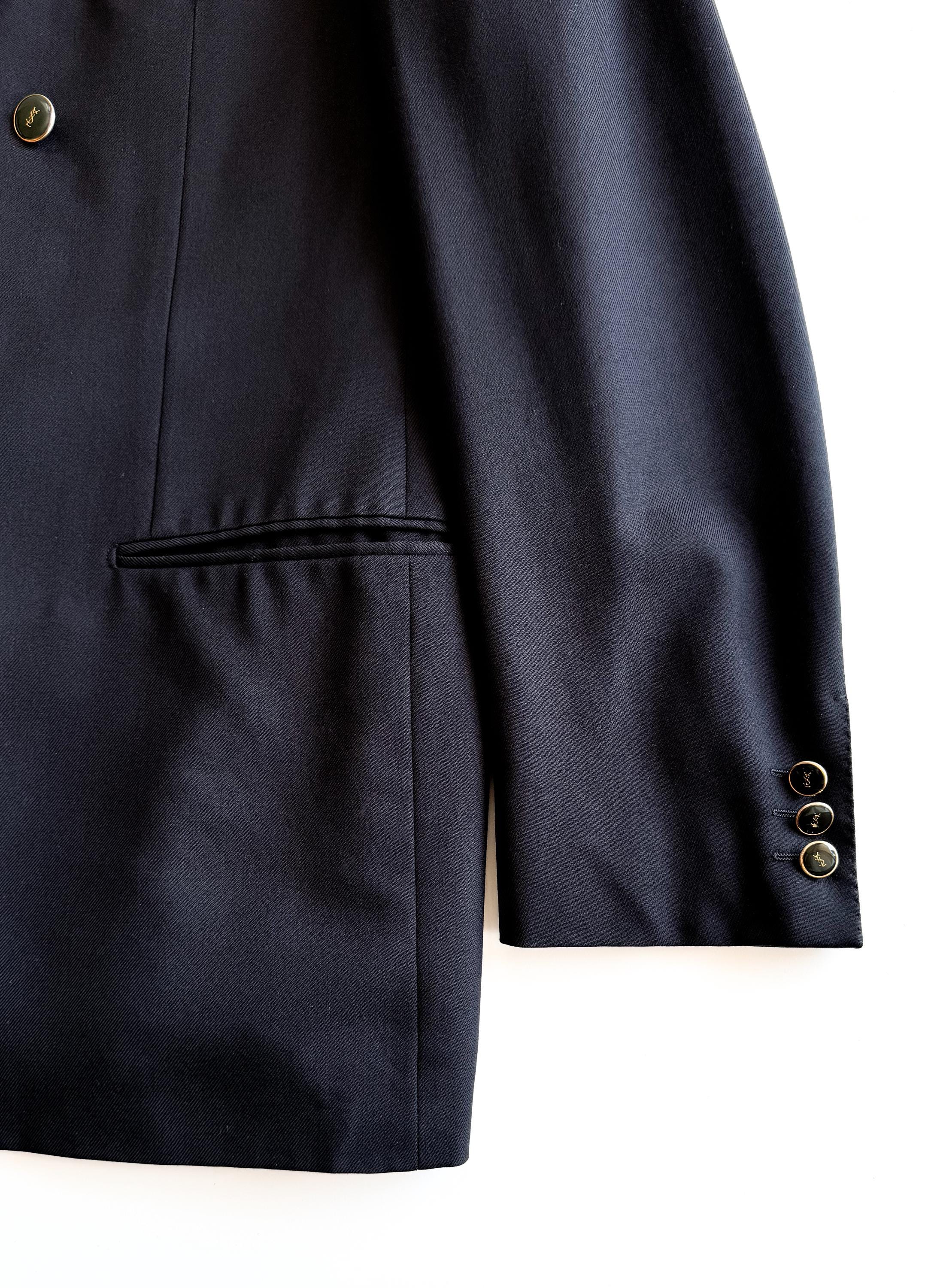 Vintage Yves Saint Laurent Blazer Blue Wool Double Breasted Coat