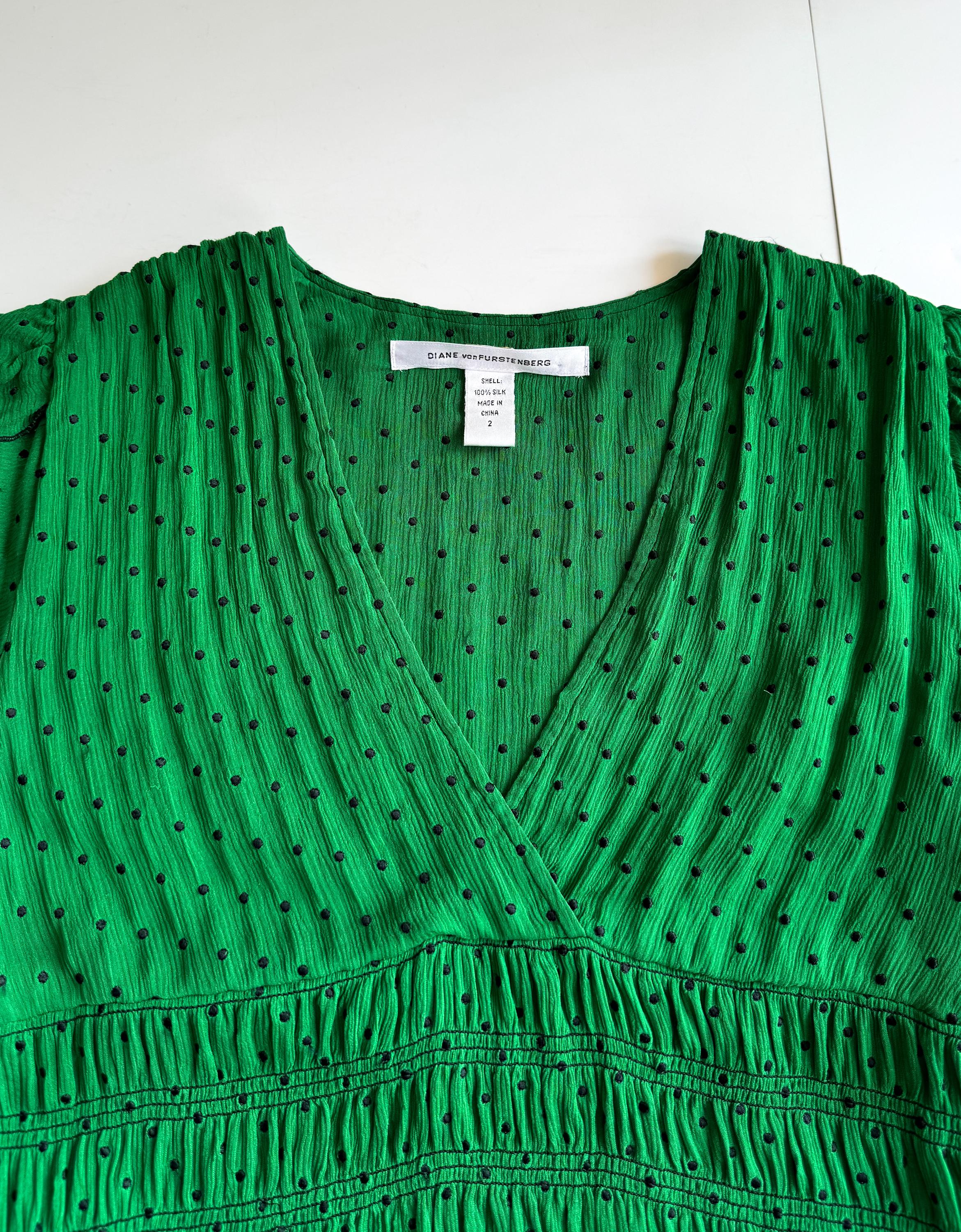 Vintage Diane Von Furstenberg Dress: Green Silk Polka Dot, Size S - Etsy  Finland