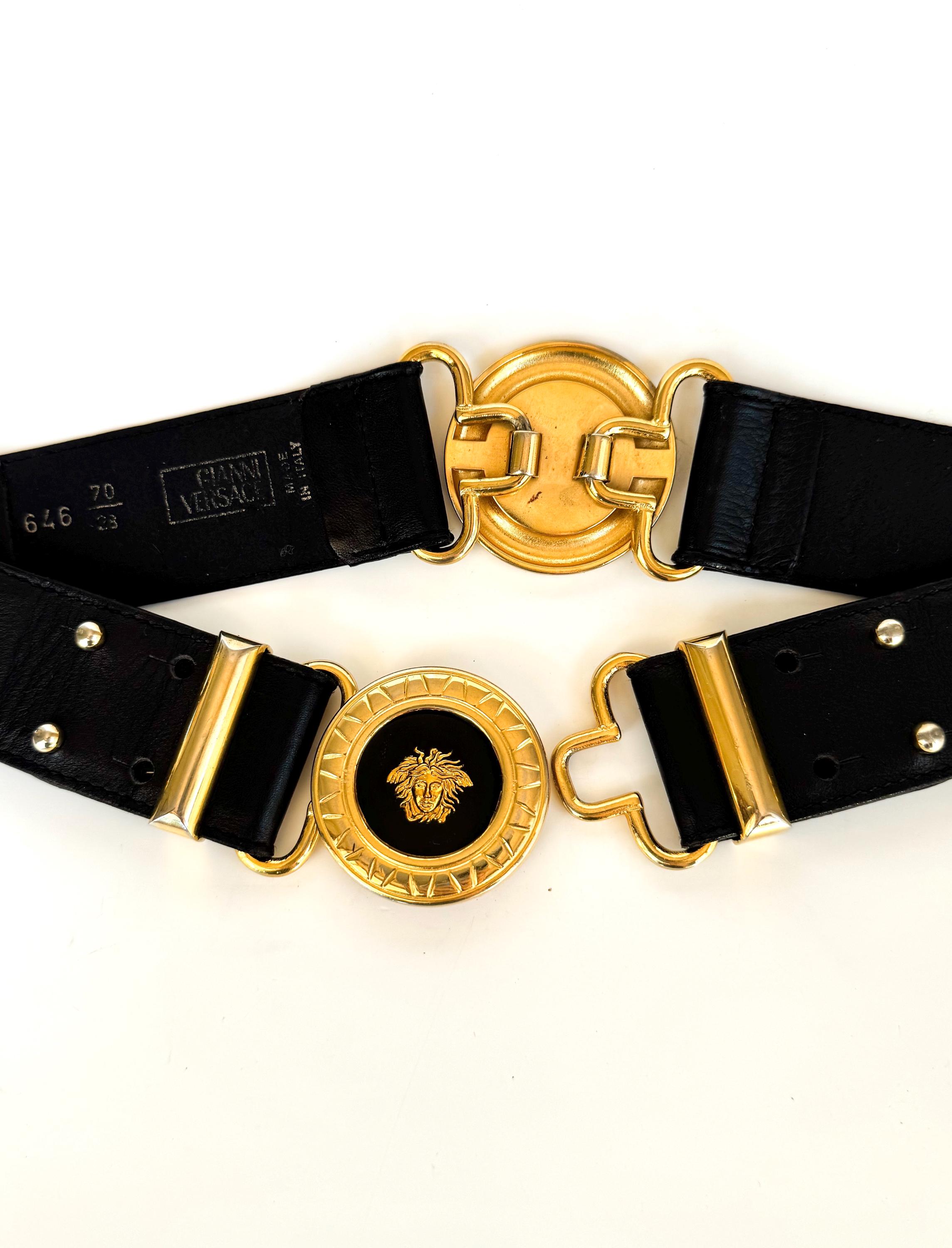Vintage Gianni Versace Medusa Leather Belt - Size 70 - Etsy