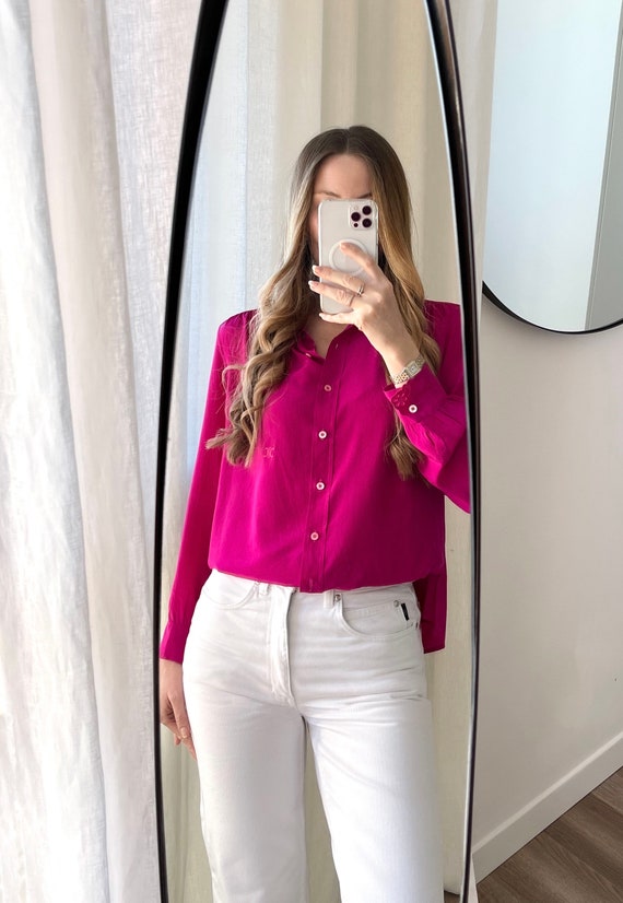 Vintage Celine Triomphe blouse Celine blouse fuxia