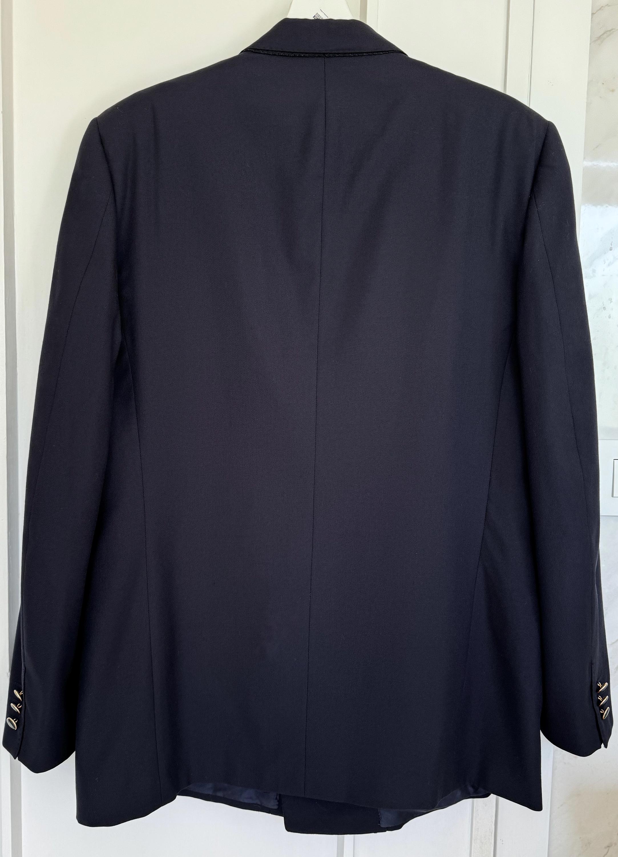 Vintage Yves Saint Laurent Blazer Blue Wool Double Breasted Coat