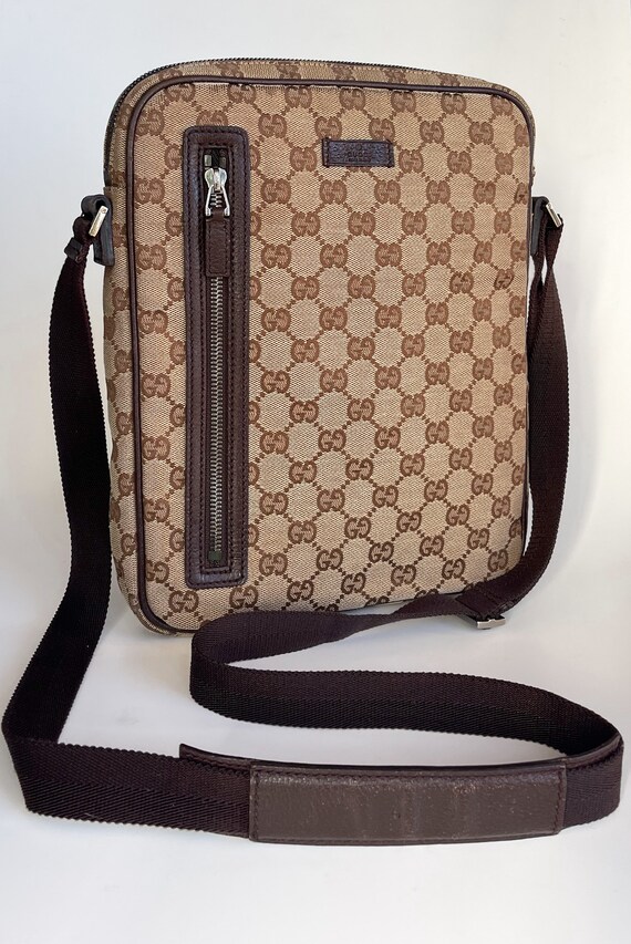 Vintage Gucci GG Monogram Bag Canvas Shoulder Bag Brown Vintage Gucci GG Monogram Bag Canvas Shoulder Bag Brown