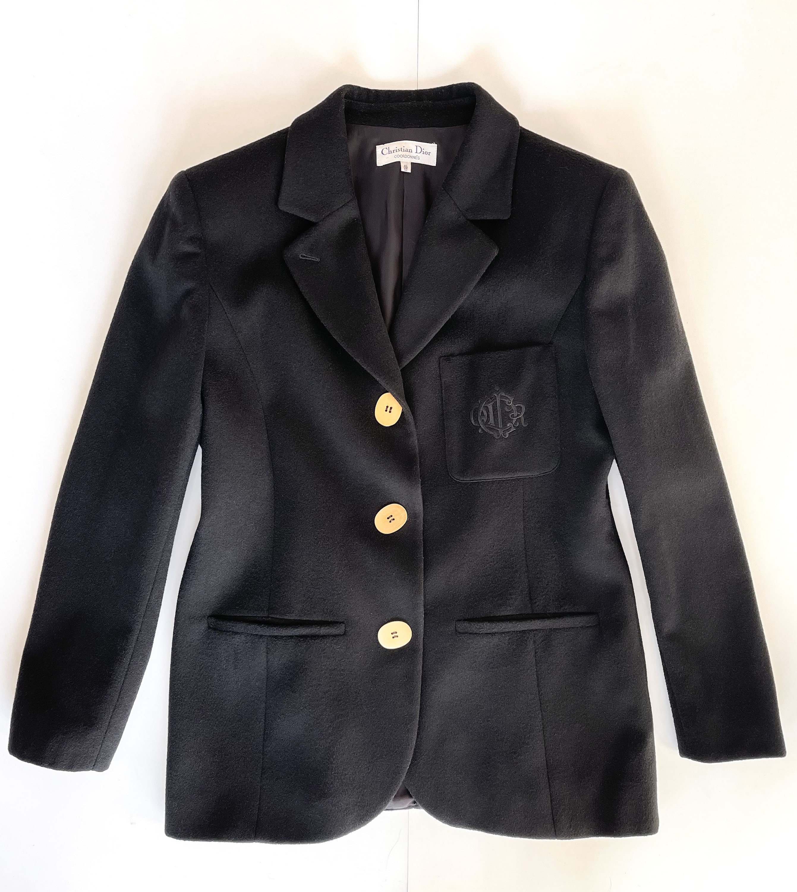 Vintage Christian Dior Blazer Black Wool Cashmere Blend Vintage Christian Dior Blazer Black Wool Cashmere Blend