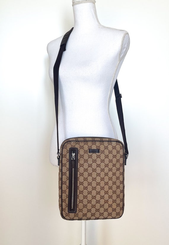 Vintage Gucci Shoulder Bag | GG Monogram Canvas & Leather