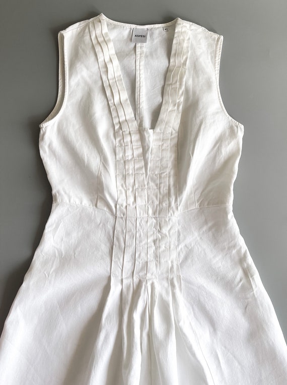 Buy Vintage White Linen Midi Dress - Aspesi A-line Pleated Summer Dress Online in India - Etsy Buy Vintage White Linen Midi Dress - Aspesi A-line Pleated Summer Dress Online in India - Etsy