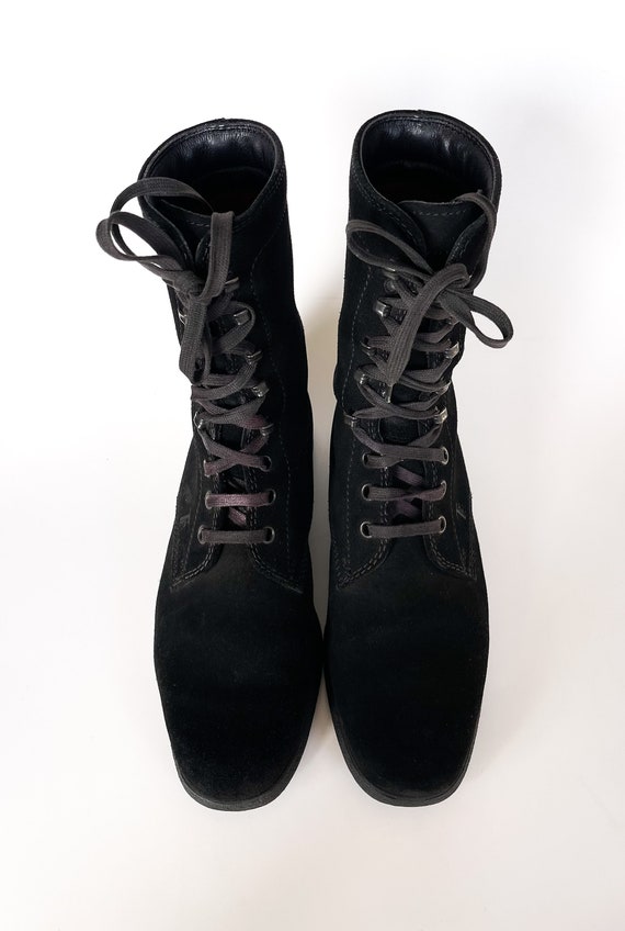 vintage Tod's suede boots lace up Tods boots blac… - image 4