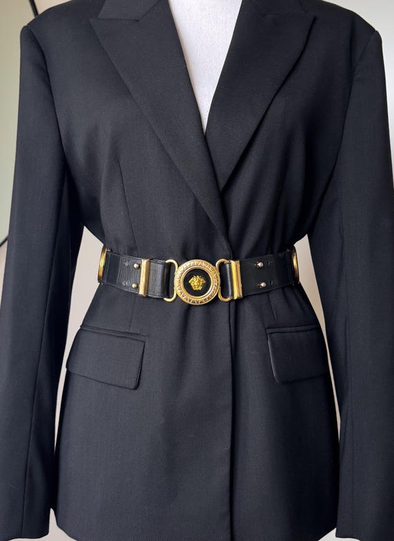 Vintage Gianni Versace Medusa Leather Belt - Size 70 - Etsy