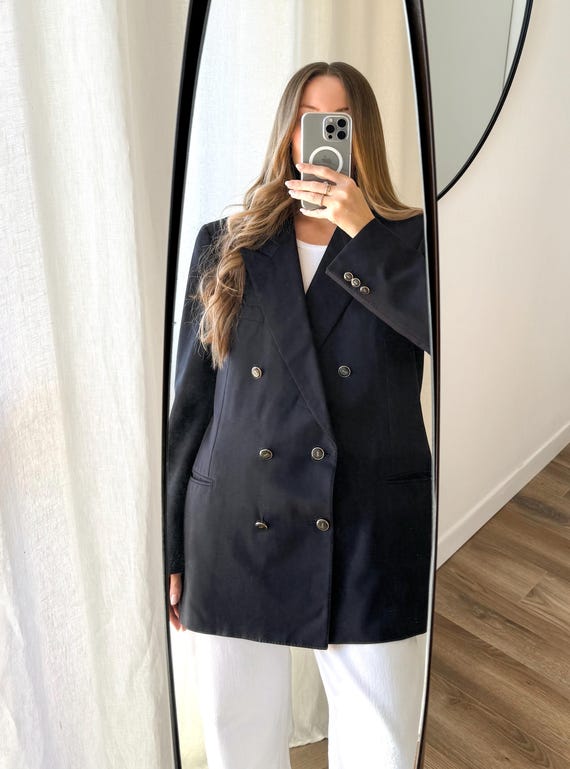 Vintage Yves Saint Laurent Blazer Blue Wool Blazer YSL