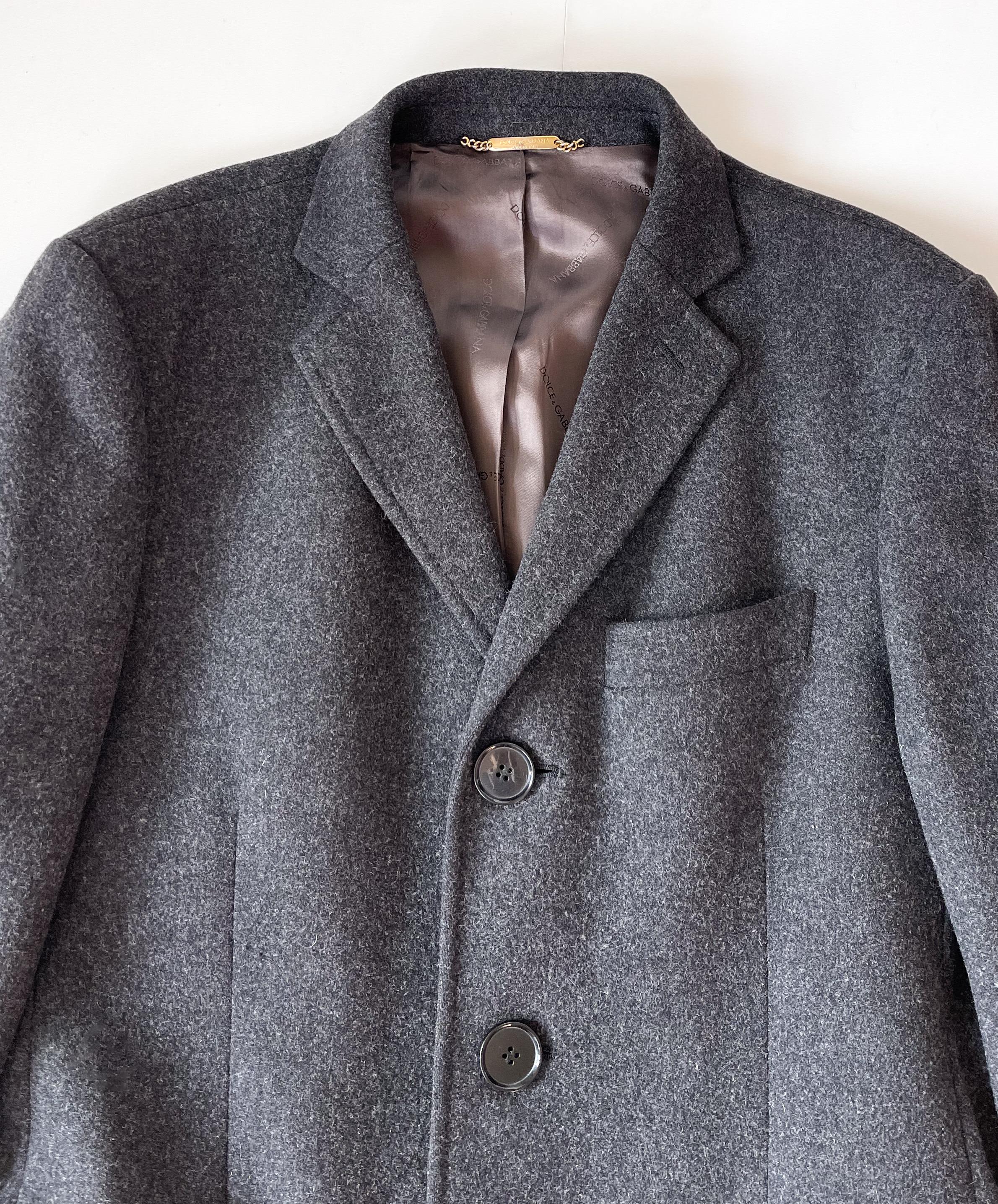ヴィンテージ ドルチェ＆ガッバーナ ウールコート、メンズ グレー