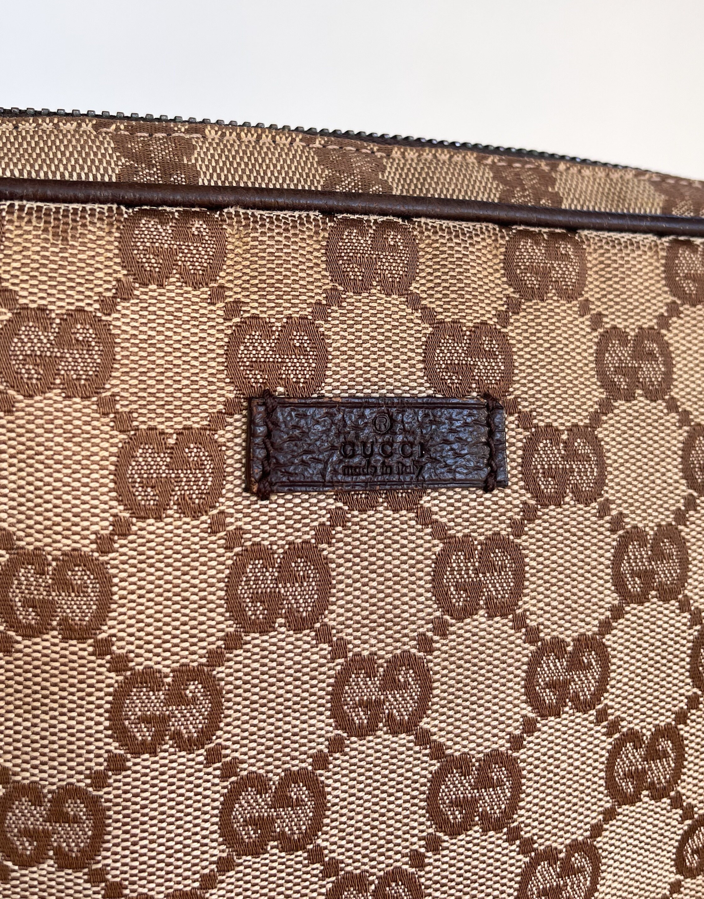 Vintage Gucci GG Monogram Bag Canvas Shoulder Bag Brown Vintage Gucci GG Monogram Bag Canvas Shoulder Bag Brown