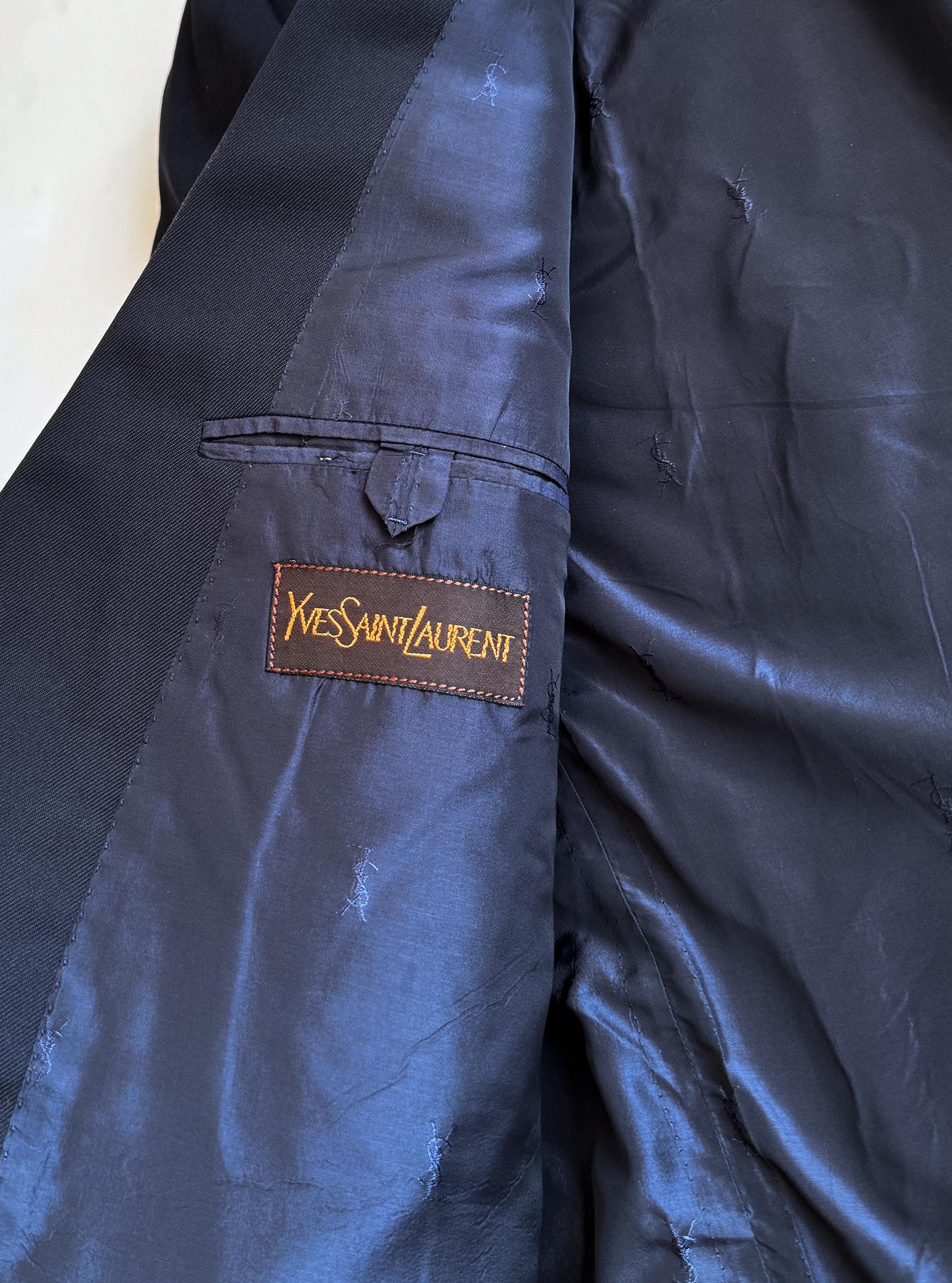 Yves Saint Laurent 　ロイヤルブルー コート　ヴィンテージ Vintage Yves Saint Laurent Blazer Blue Wool Double Breasted Coat