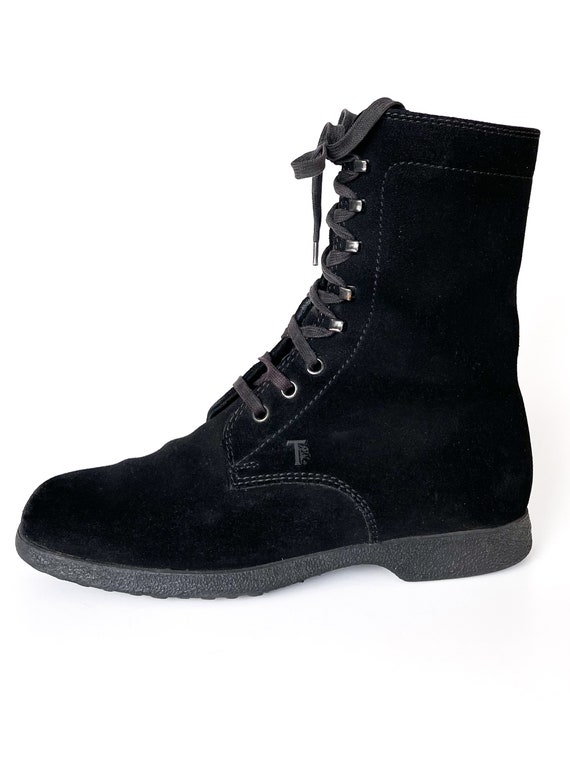 vintage Tod's suede boots lace up Tods boots blac… - image 1
